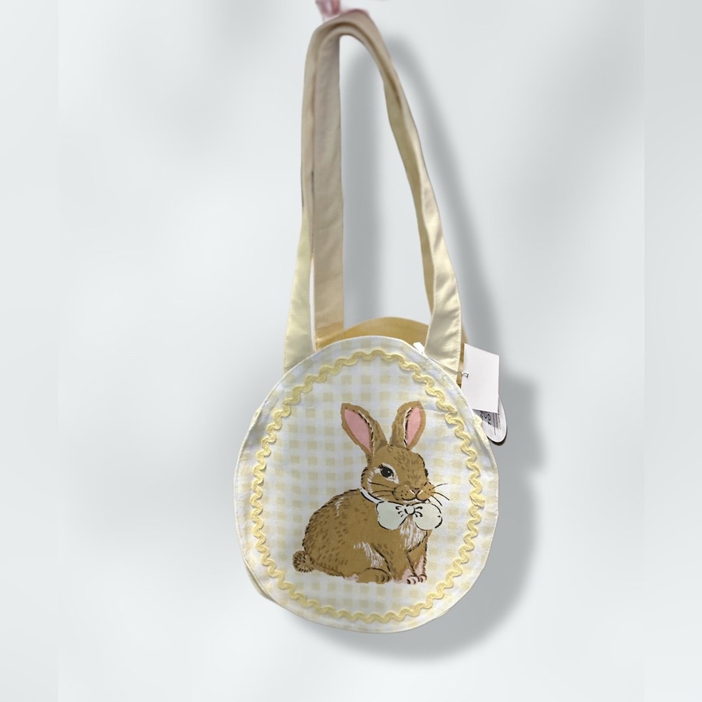 EASTER Yellow Gingham Bunny 100% Cotton Canvas Tote Bag NWT
